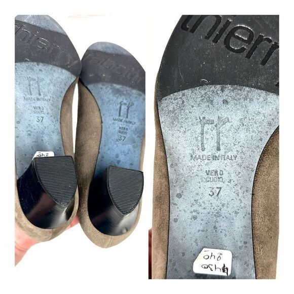 THIERRY RABOTIN Taupe Suede Ruched Front Pumps EUR 37 US 6,5 - Picture 14 of 16